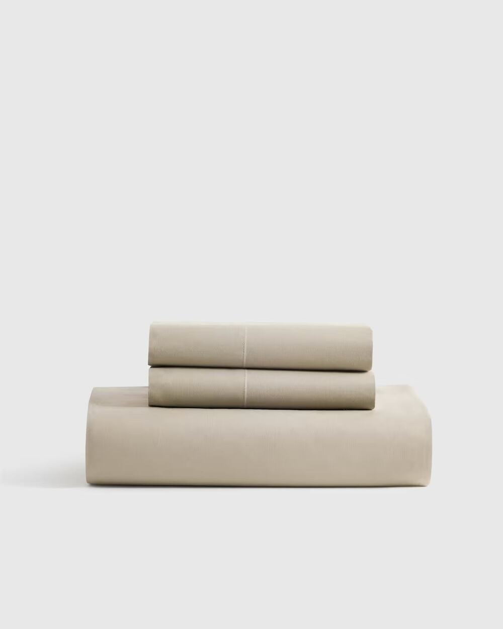 Quince Organic Crisp Cotton Percale Full Fitted Sheet + Pillowcases Toffee NWOT